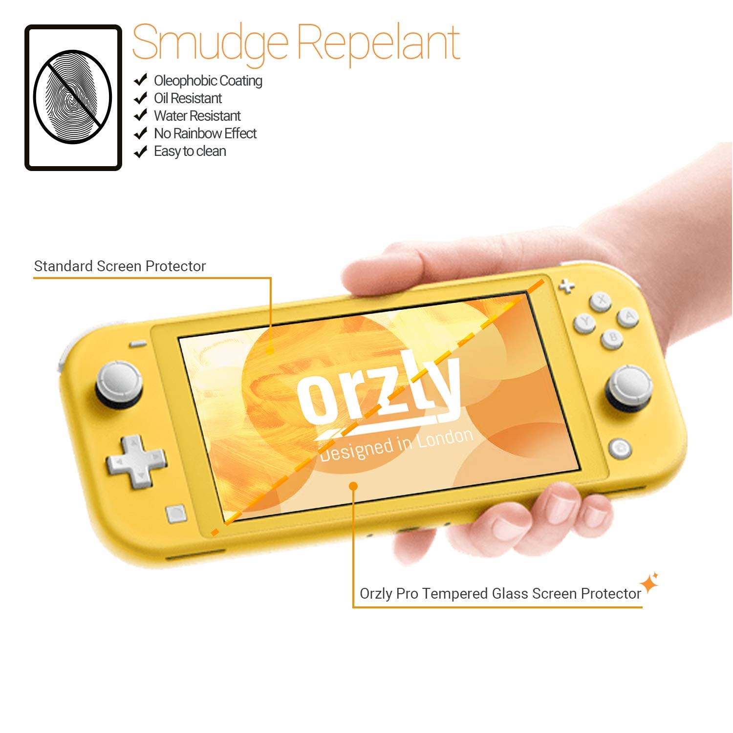 Orzly Screen Protector for Nintendo Switch Lite 2019 Model [4 Pack] Tempered Glass Screen Protectors. No Bubbles Easy Installation Anti Scratch Edition