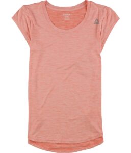 reebok womens marled jersey basic t-shirt, orange, x-small