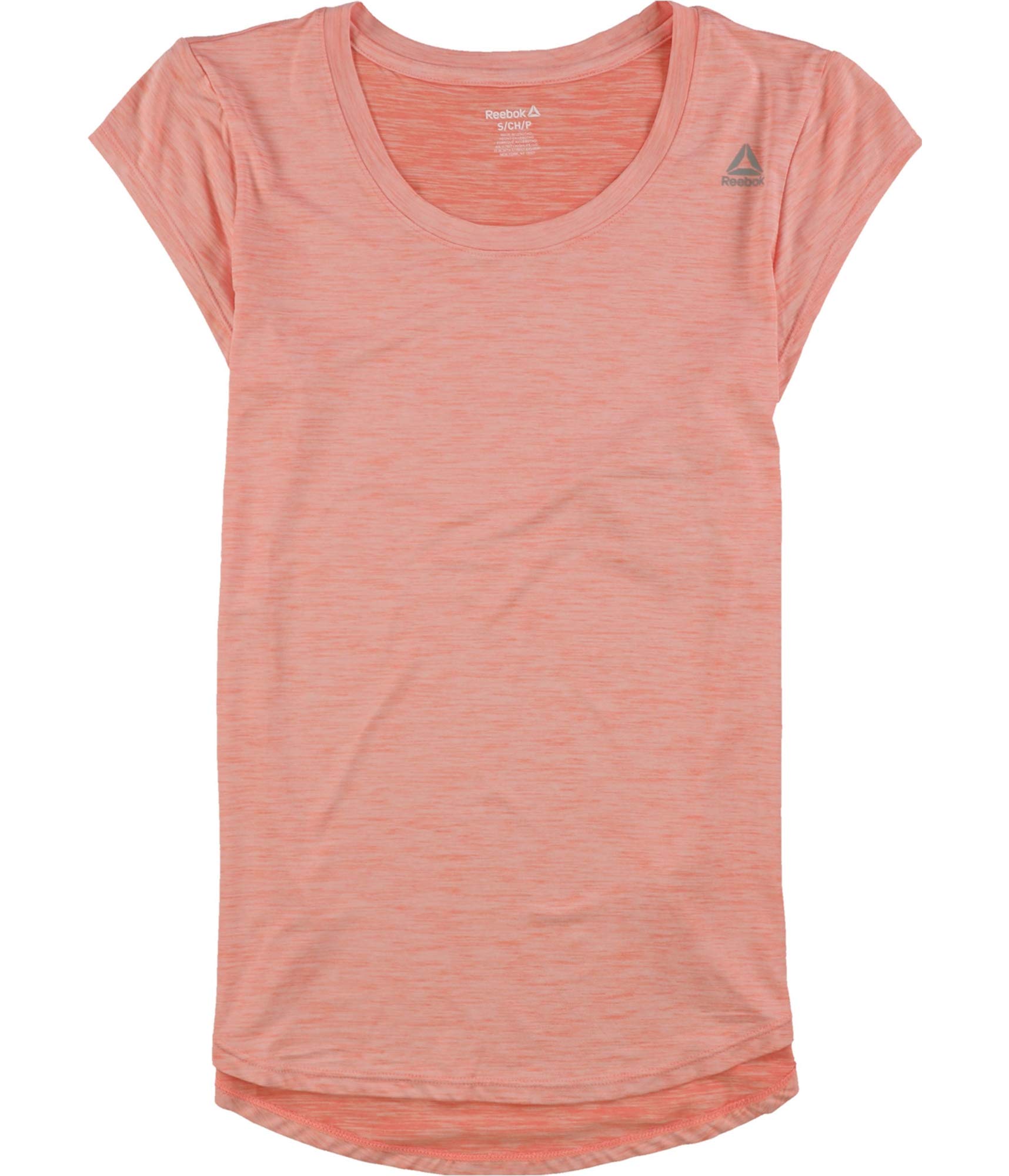 Reebok Womens Marled Jersey Basic T-Shirt, Orange, X-Small