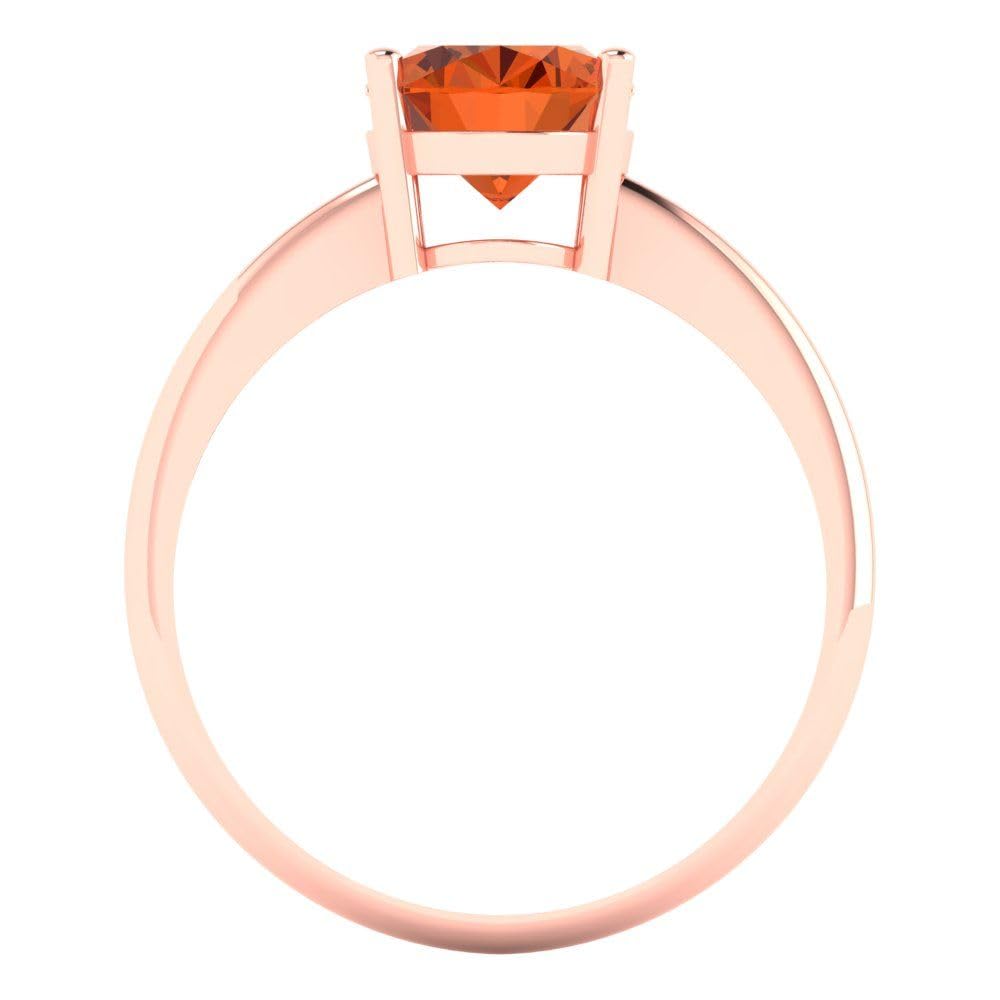 Clara Pucci 2.0 ct Oval Cut Solitaire Red Simulated Diamond Wedding Bridal Designer Anniversary Engagement Ring Real 14k Rose Gold