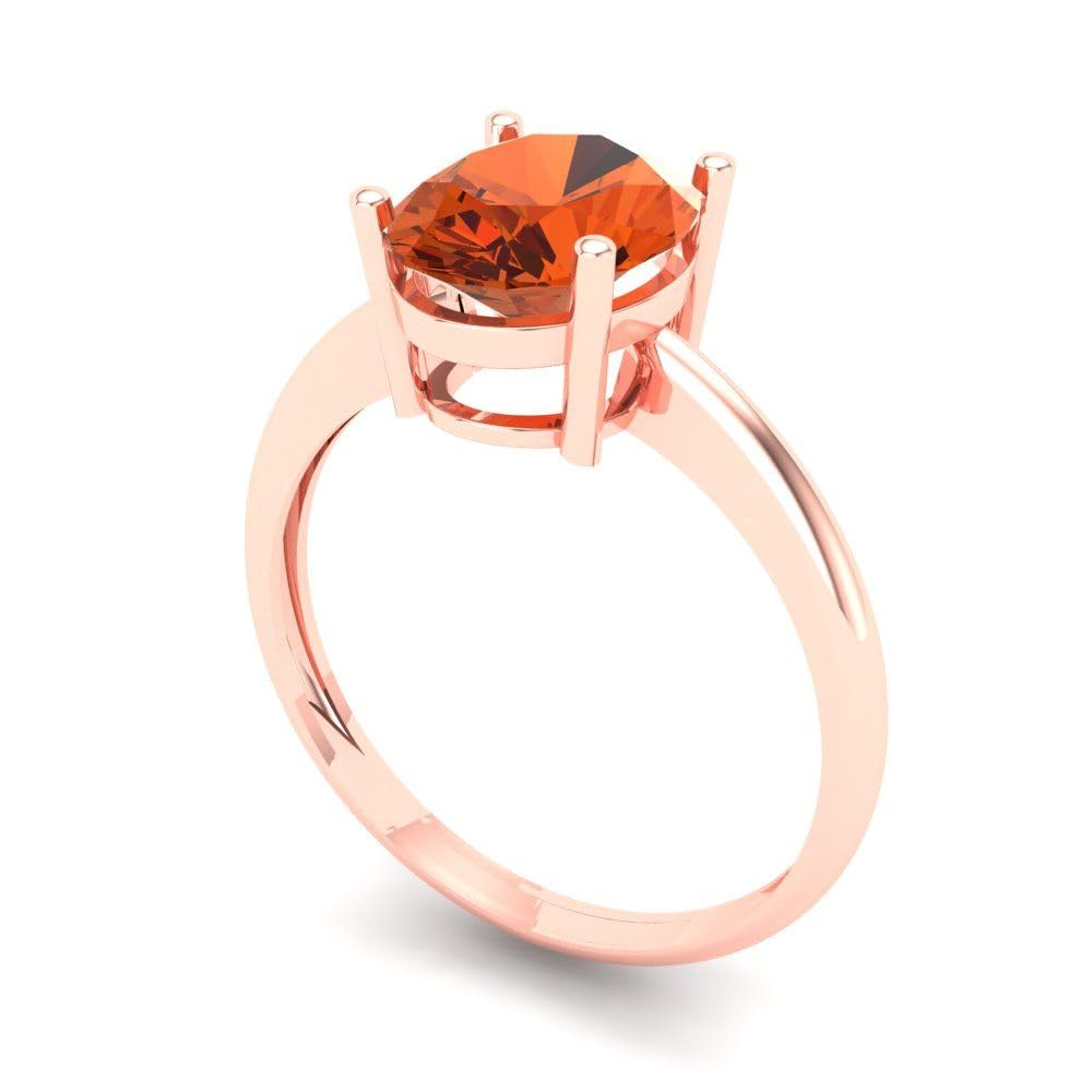 Clara Pucci 2.0 ct Oval Cut Solitaire Red Simulated Diamond Wedding Bridal Designer Anniversary Engagement Ring Real 14k Rose Gold