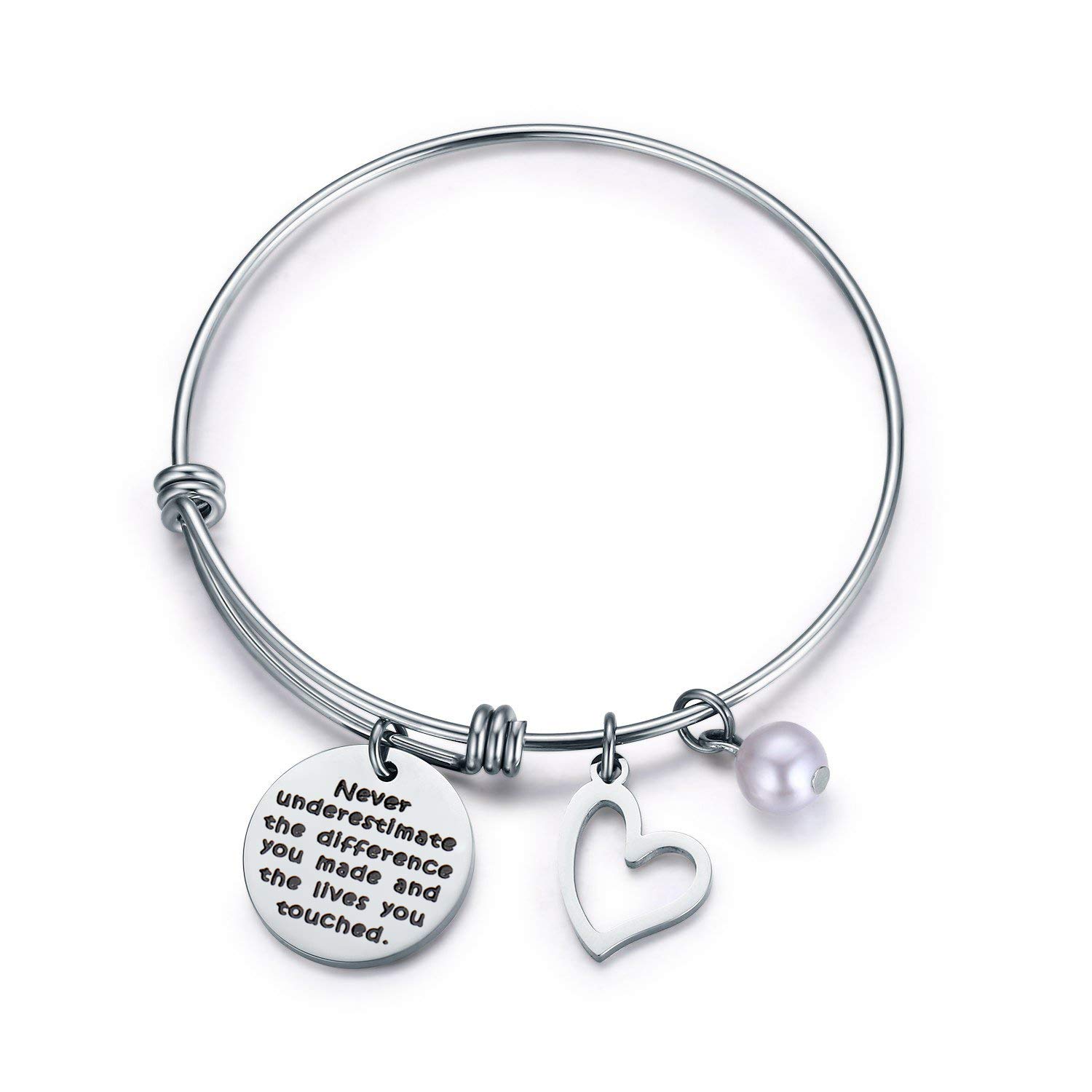 Jvvsci Never Underestimate The Difference You Made and The Lives You Touched Bracelet,Thank You Gift,Inspirational Gifts for Women