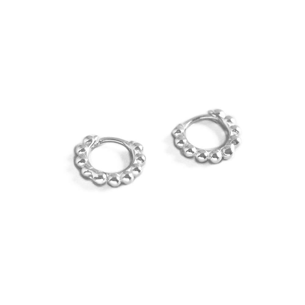 Minimalist Ball Bead Small Hoop Earrings for Women S925 Sterling Silver Pierced Ear Simple Cartilage Tragus Sleeper Earrings Irregular Tiny Dot Hinged Fashion Jewelry (6mm silver)