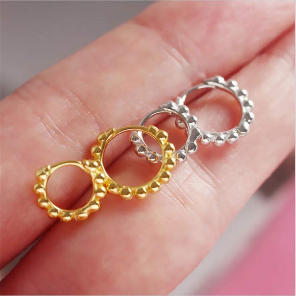 Minimalist Ball Bead Small Hoop Earrings for Women S925 Sterling Silver Pierced Ear Simple Cartilage Tragus Sleeper Earrings Irregular Tiny Dot Hinged Fashion Jewelry (6mm silver)