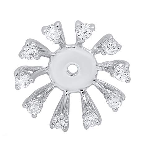 0.15 Carat (ctw) Round Diamond Removable Jackets For Stud Earring (Only 1pc), 14K White Gold