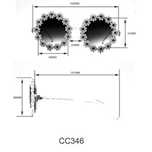 Circus NY by Sam Edelman Women's CC346 Daisy Flower Round Sunglasses with UV400 Protection - Trendy Gifts for Her, 49mm