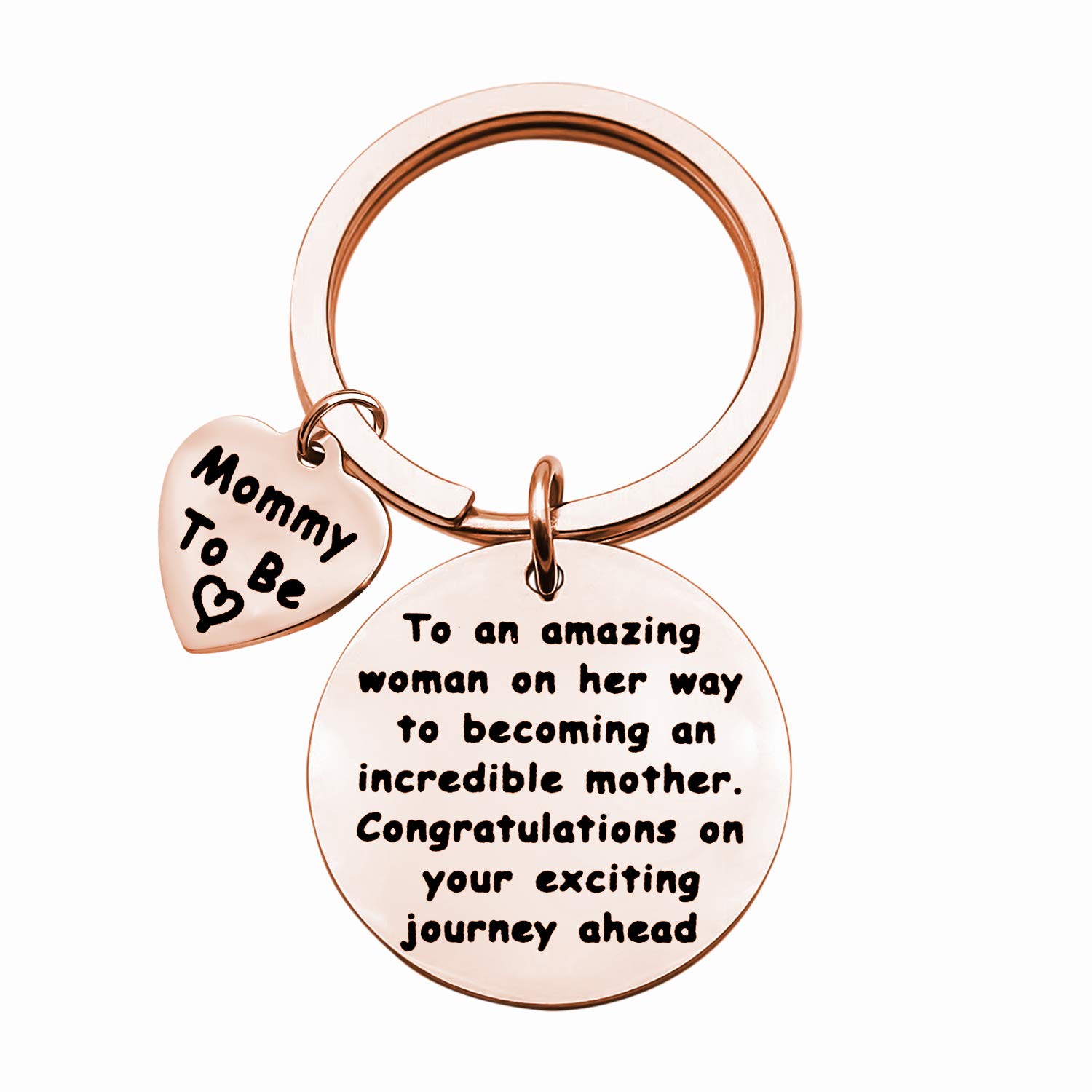 BEKECH Mother to Be Gift Pregnancy Announcement Baby Announcement Gifts Key Chain to an Amazing Woman On Her Way to Becoming an Incredible Mother Keychain Gift for New Mom (rose gold)