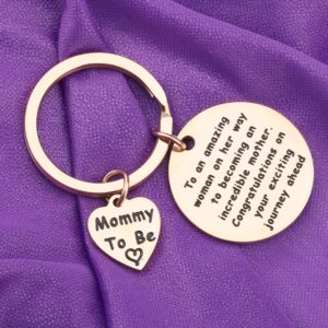 BEKECH Mother to Be Gift Pregnancy Announcement Baby Announcement Gifts Key Chain to an Amazing Woman On Her Way to Becoming an Incredible Mother Keychain Gift for New Mom (rose gold)