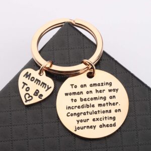 BEKECH Mother to Be Gift Pregnancy Announcement Baby Announcement Gifts Key Chain to an Amazing Woman On Her Way to Becoming an Incredible Mother Keychain Gift for New Mom (rose gold)