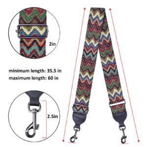 CLOUDMUSIC Banjo Strap Jacquard Woven With Leather Ends Gunmetal Clips(Coloful Waves)