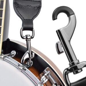 CLOUDMUSIC Banjo Strap Jacquard Woven With Leather Ends Gunmetal Clips(Coloful Waves)