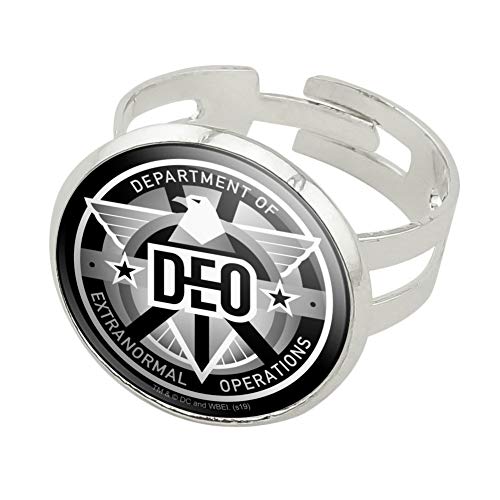 GRAPHICS & MORE Supergirl TV Series DEO Department of Extranormal Operations Emblem Silver Plated Adjustable Novelty Ring