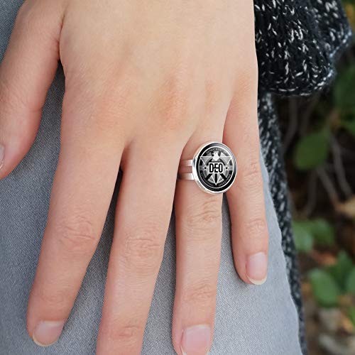 GRAPHICS & MORE Supergirl TV Series DEO Department of Extranormal Operations Emblem Silver Plated Adjustable Novelty Ring