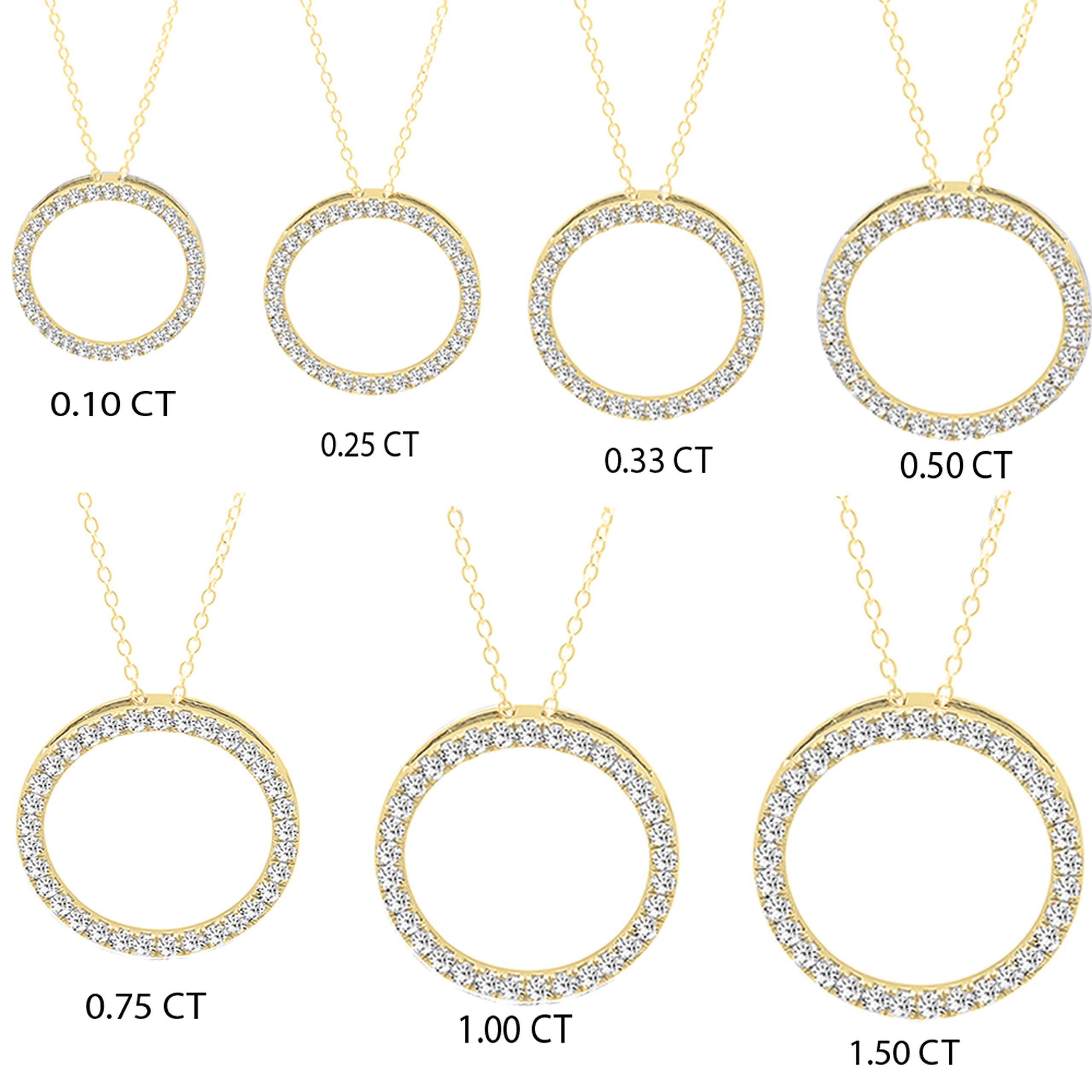 Dazzlingrock Collection 0.10 Carat (ctw) DGLA Certified Round White Diamond Circle Pendant (Gold Chain Included) 1/10 CT, 18K Yellow Gold