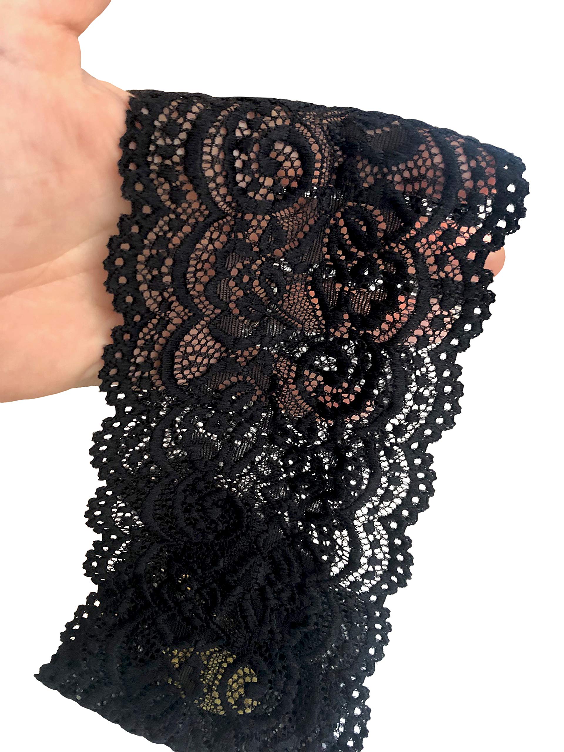 ShariRose Black Lace Headband for Women Hair Accessories For Women Stretch Lace Vintage Floral Headband Makeup Headband Hairbands for Women Handmade Quality Hairbands (Fancy black)