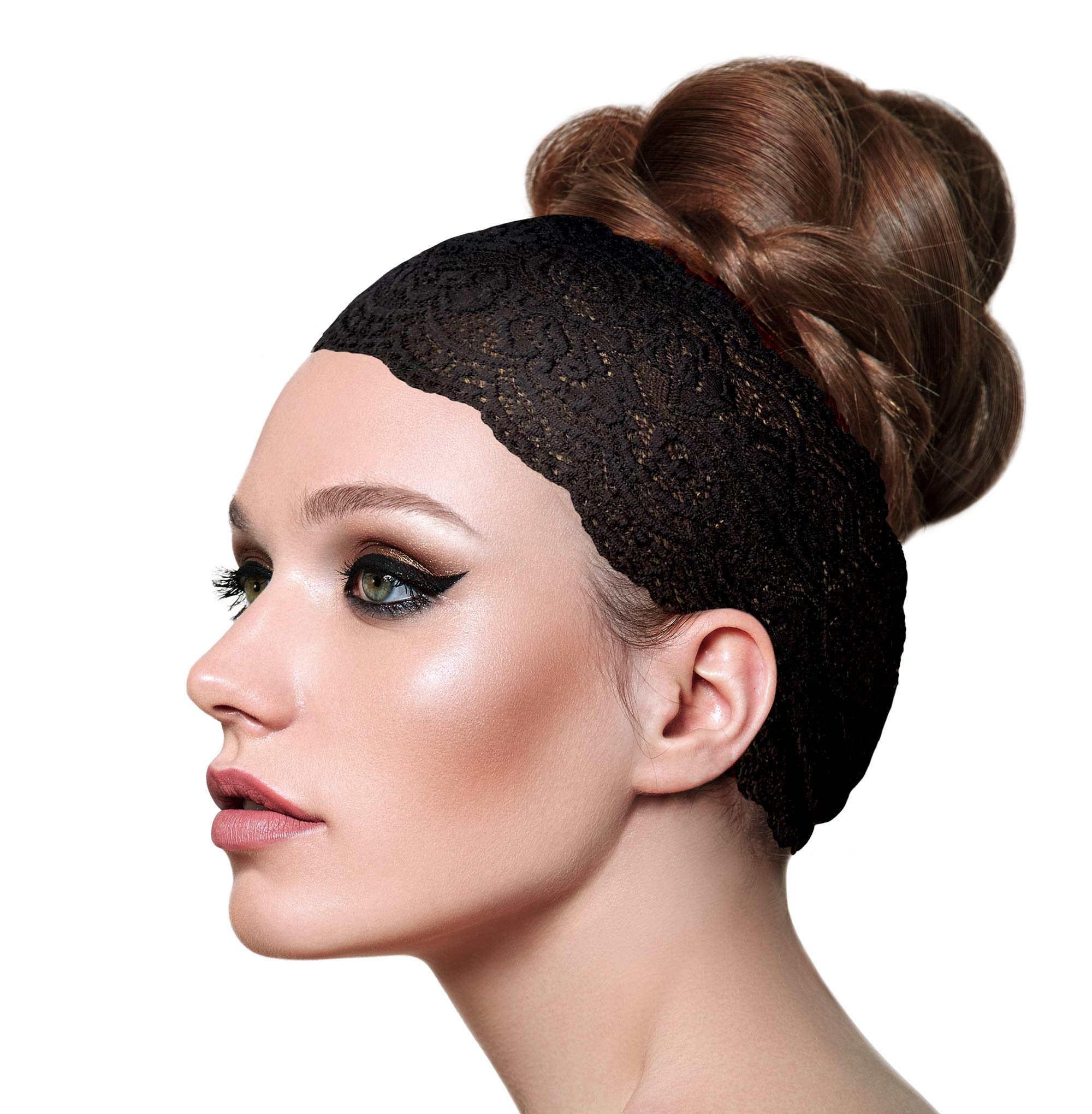 ShariRose Black Lace Headband for Women Hair Accessories For Women Stretch Lace Vintage Floral Headband Makeup Headband Hairbands for Women Handmade Quality Hairbands (Fancy black)