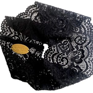 ShariRose Black Lace Headband for Women Hair Accessories For Women Stretch Lace Vintage Floral Headband Makeup Headband Hairbands for Women Handmade Quality Hairbands (Fancy black)