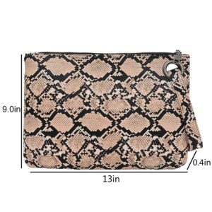 Suillty Women's Oversized Snakeskin Clutch Envelope Bag Messenger Handbag Tote Wristlet Bag