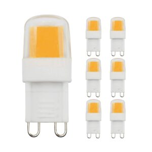 MJIUZHOU G9 LED Light Bulbs 25W 20W Halogen Equivalent Warm White 3000k 300Lm CRI 83 110v 120v 3W JCD/G9 Bi-Pin Base COB Bulb Mini Home Lighting (Pack of 6)