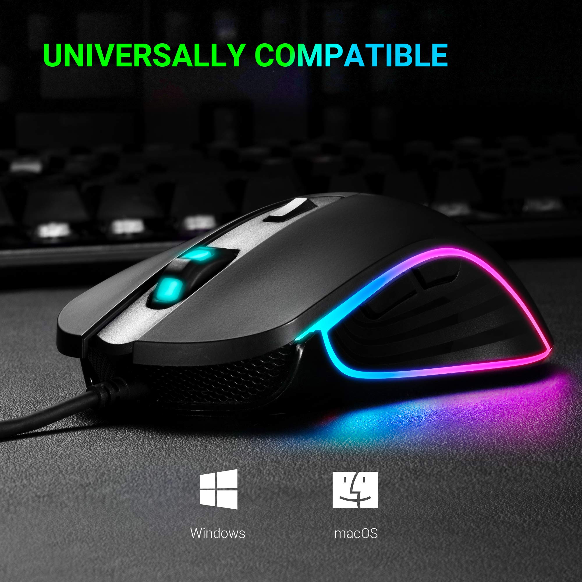 ABKONCORE AM6 AM8 Gaming Mouse 4Dpi Levels (800, 1600, 2400, 3200) I Programmable Buttons I Wired Ergonomic USB Mouse (M30)