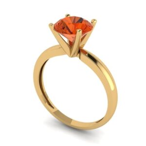 Clara Pucci 1.50 ct Round Cut Solitaire Red Simulated Diamond Wedding Bridal Designer Anniversary Engagement Ring Real 14k Yellow Gold