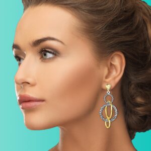 UNY Dangle Earring Designer Brand Inspired Jewelry Multi Hoops Twisted Cable Wire 2 Tone Christmas Gift (Multi Hoops)