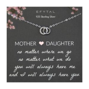 efytal mother daughter necklace, mother daughter gift, daughter gifts from mom, mom birthday gifts from daughter, mom and daughter necklace, mom necklace for women, mother daughter jewelry