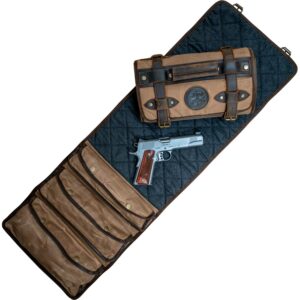 Handgun Cleaning MAT by Sage & Braker. Made from Waxed Canvas, Wool and Leather.