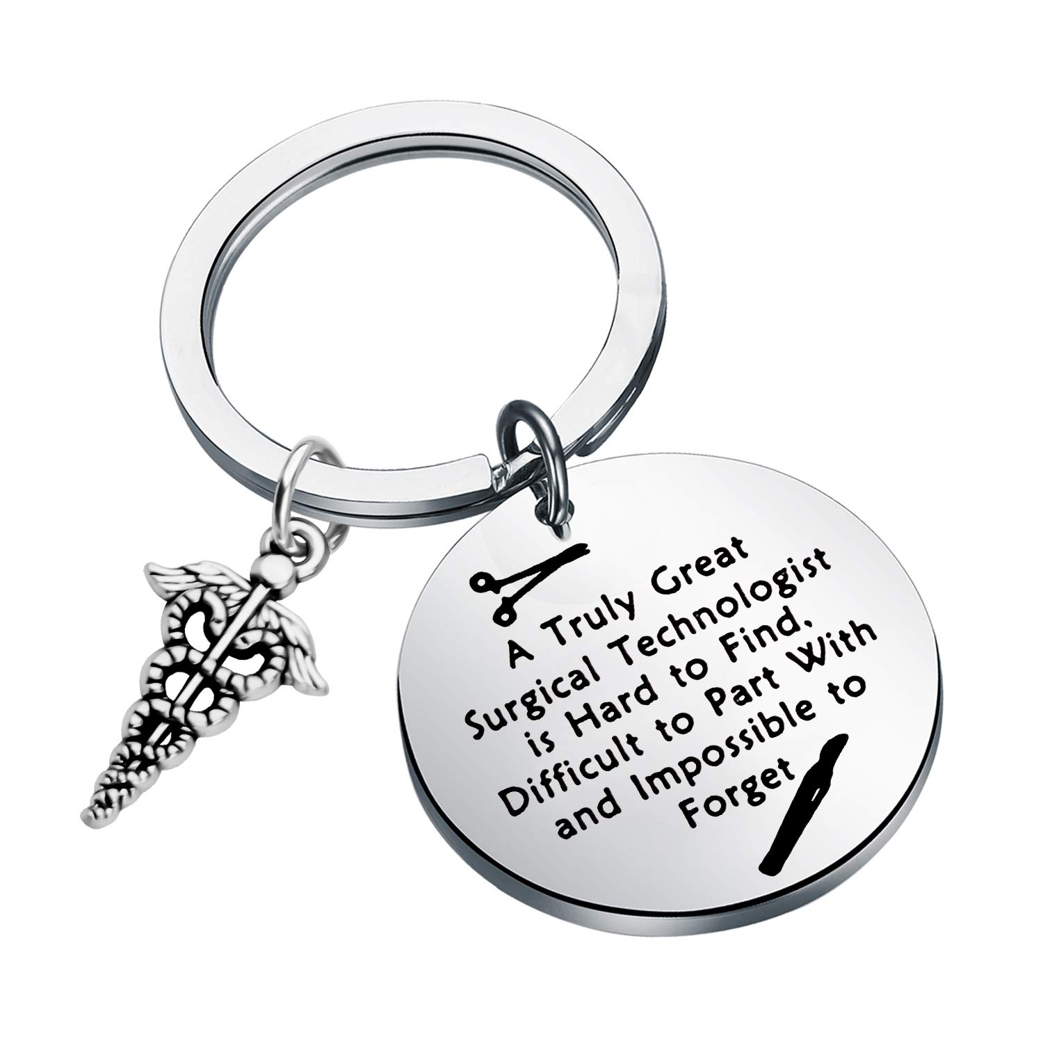 LQRI Surgical Technologist Gift Surgical Tech Keychain Gift A True Great Surgical Technologist is Hard to Find Keychain Medical Jewelry Surgical Nurse Doctor Gift(sliver)