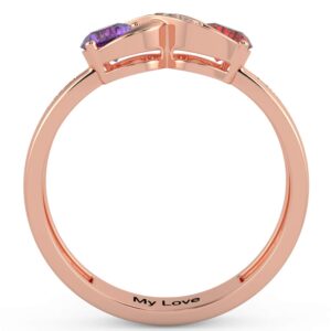 Personalized Infinity Mothers Ring with 2 Round Simulated Birthstones Custom Engraved Engagement Promise Rings for Women (rose gold, 8)