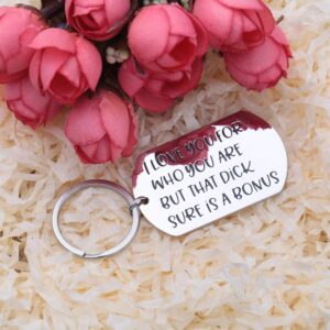 Eunigem Funny Keychain for Boyfriend Husband Gifts from Girlfriend Wife Anniversary Valentine's Day Christmas Adult Humor Mature Sexy Sarcasm Naughty Gag Gift Idea for Men Him Fiance