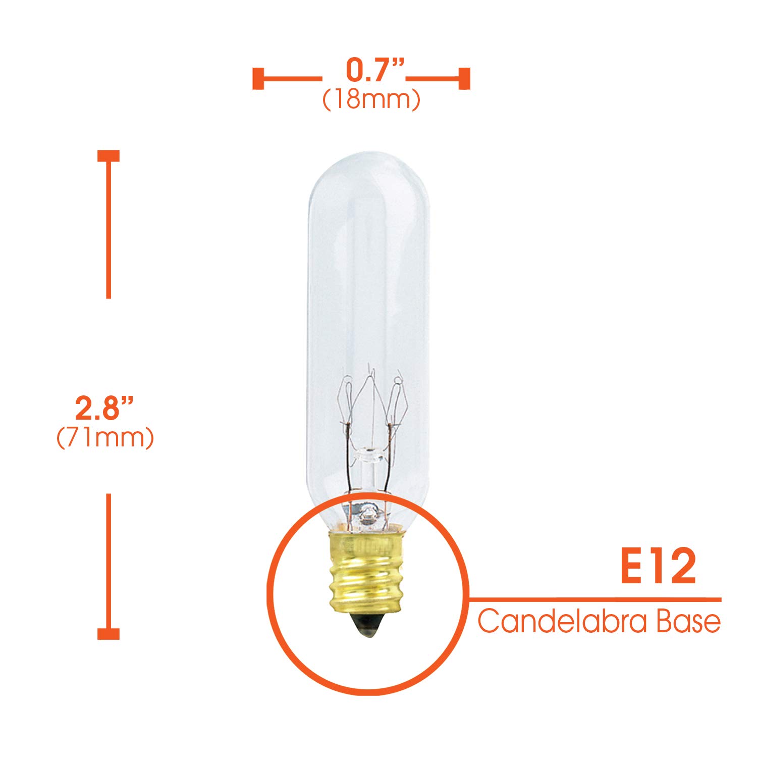 Xtricity 15W Incandescent Exit Sign and Himalayan Salt Lamp Light Bulb, T6, E12 Candelabra Base, Dimmable, 145V, (6 Pack)