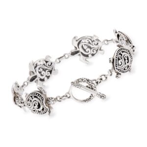 Ross-Simons Sterling Silver Bali-Style Turtle Bracelet. 7.5 inches