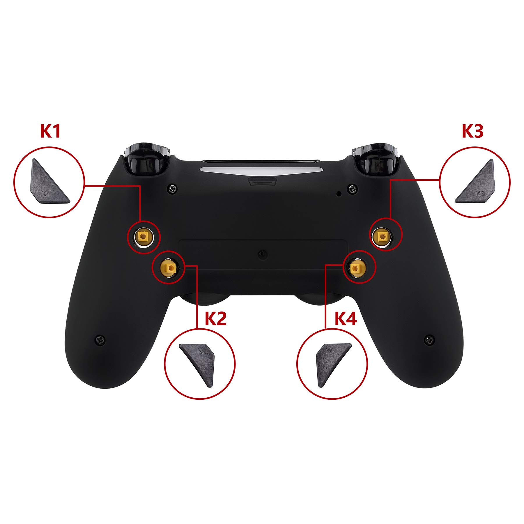 eXtremeRate Soft Touch Black Dawn Programable Remap Kit for PS4 Controller with Upgrade Board & Redesigned Back Shell & 4 Back Buttons - Compatible with JDM-040/050/055 - Controller NOT Included