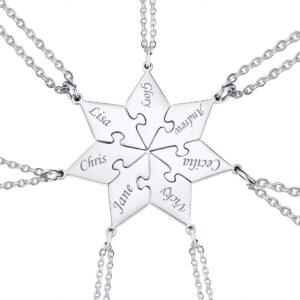 u7 custom friendship necklace for 7 women stainless steel rolo chain personalized bff puzzle piece pendant name engraving 7 ways bff necklaces set