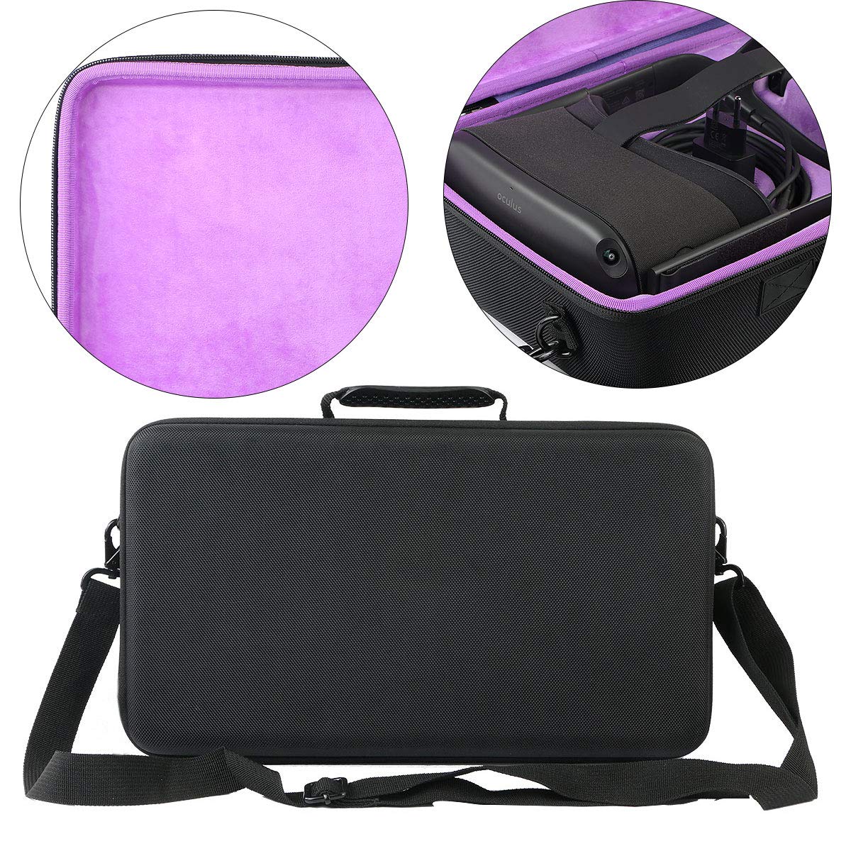 khanka Hard Travel Carrying Case Replacement for Meta Oculus Quest 2 Virtual Reality VR Gaming & Accessories (inside Purple)