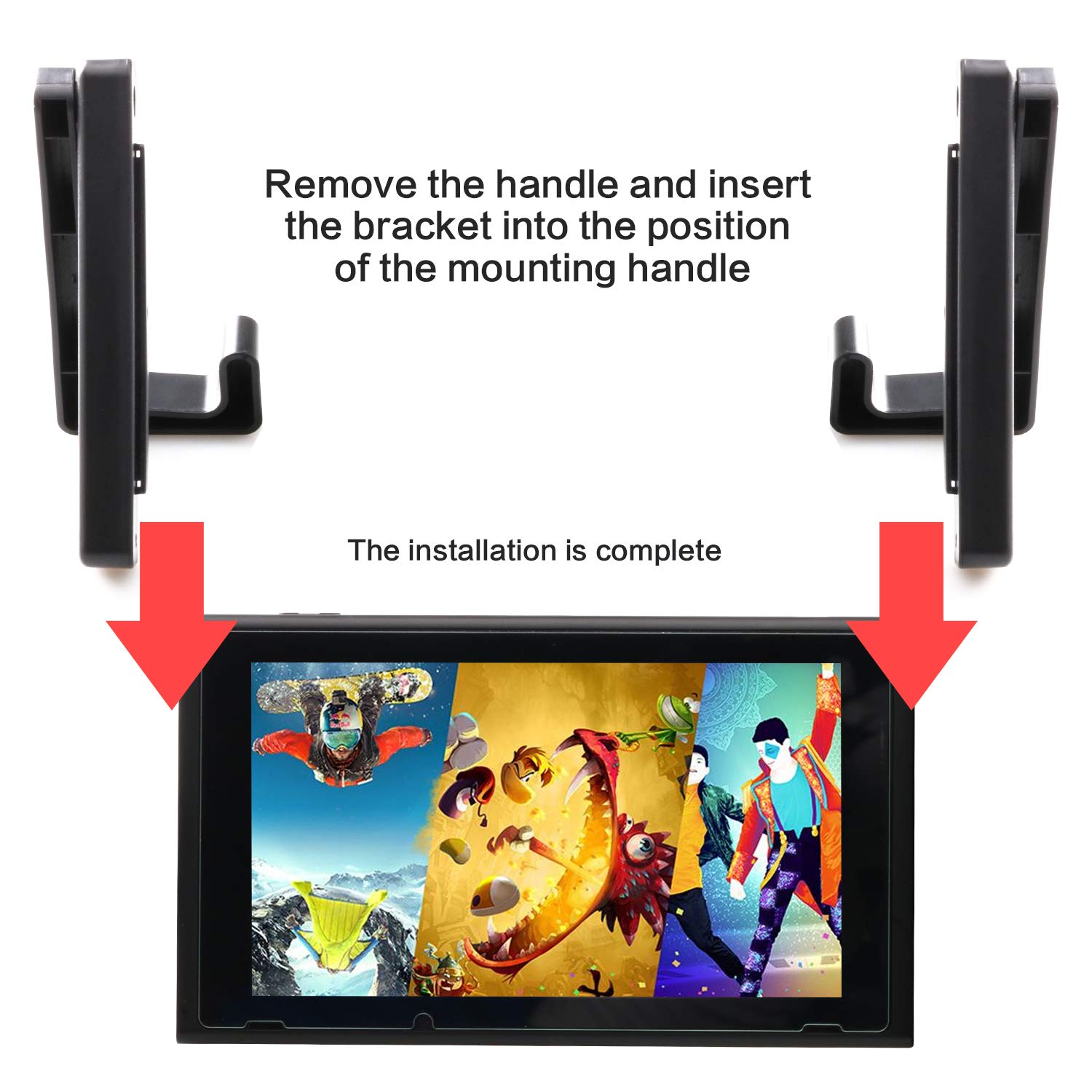 HEATFUN Stand for Nintendo Switch, Holder for Nintendo Switch and Switch Car Mount - Black