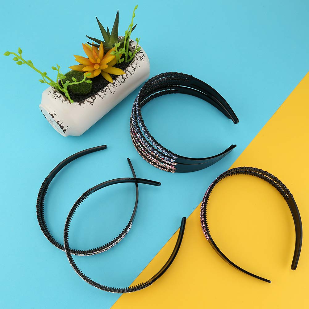 BKpearl 6 Pack Rhinestone Headbands, Fashion Teeth Hairband Double Row Non-slip Hair Hoop for Women Girls