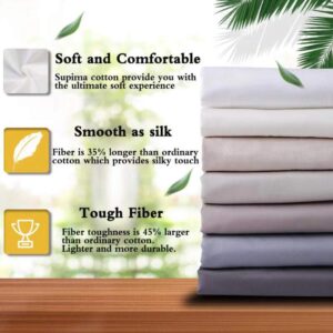 ELINEN 100% Supima Cotton Sheets 600 Thread Count,Bed Sheet Set King Size Sheets 4 Pieces,Soft & Silk Sateen Weave, Fits Mattress Up to 18",Deep Pocket, Breathable & Fade Resistant(White,King)