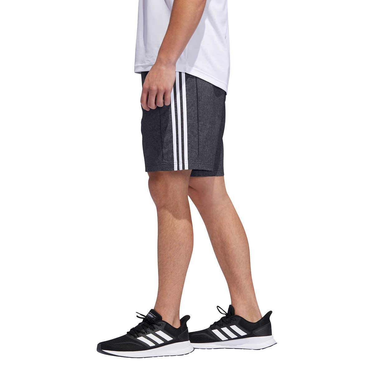 adidas Men’s Woven Active Short (Medium, Black/White Stripe)