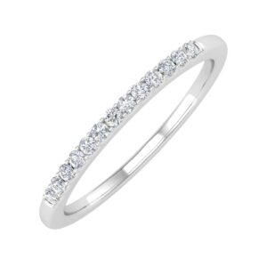 finerock 1/10 carat diamond anniversary ring band in 10k white gold (ring size 4)