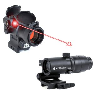 AT3 4X Magnified Red Dot with Laser Sight Kit - 2 MOA Red Dot with Laser Sight and 4X Magnifier