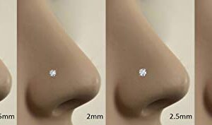 316 Stainless Steel Threadless Push Pin Nose Ring Labret Monroe Stud 2.5mm Prong Clear CZ 20G