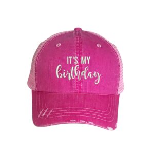 the hat connection - it's my birthday trucker hat - embroidered unisex baseball hat (pink)