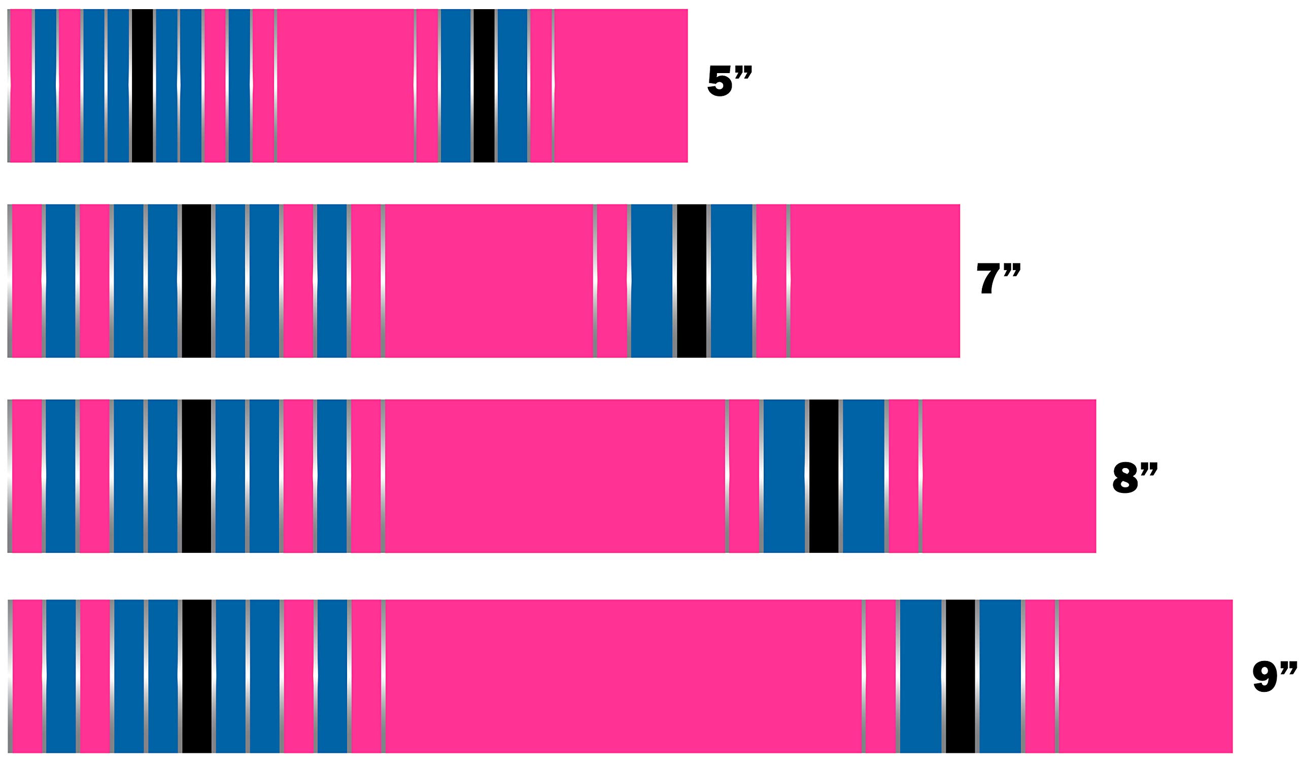 White Water Archery Fluorescent Neon Pink with Blue Cresting Traditional 8 Color Arrow Wraps 15Pc Choose Length Width (5, 75)