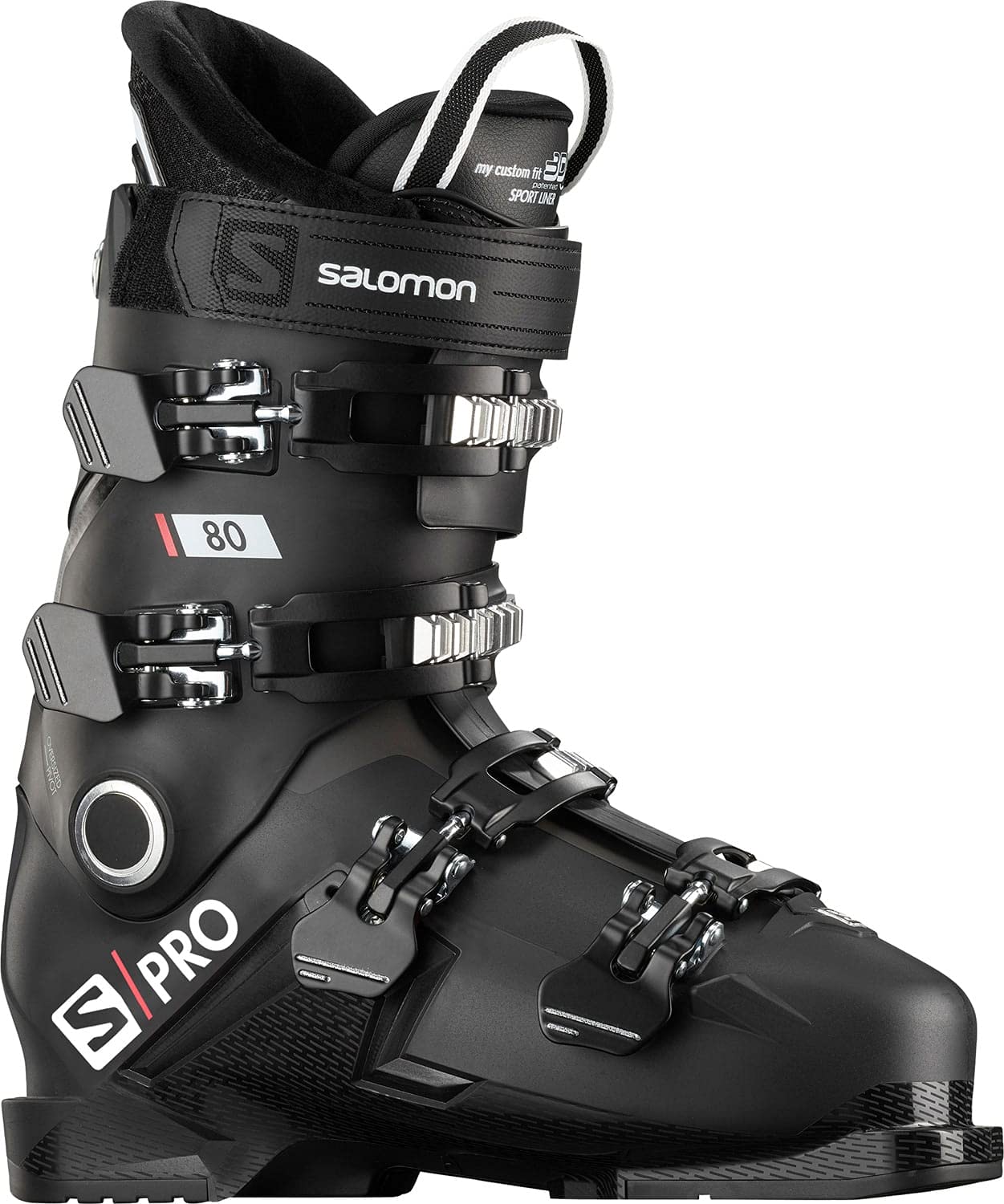 Salomon S/Pro 80 Ski Boot - Black/Beluga/Red 25/25.5