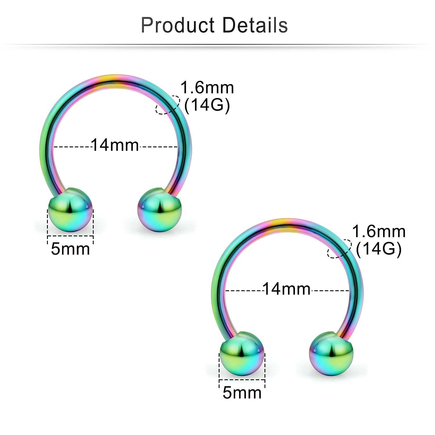 Cisyozi 14G Nipple Piercing Jewelry Nipple Rings for Women Stainless Surgical Steel Horseshoes Nipple Rings Cartilage Lobe Gauges Earring Hoop Set Nipplering Piercing Jewelry Men 14mm (9/16") Purple