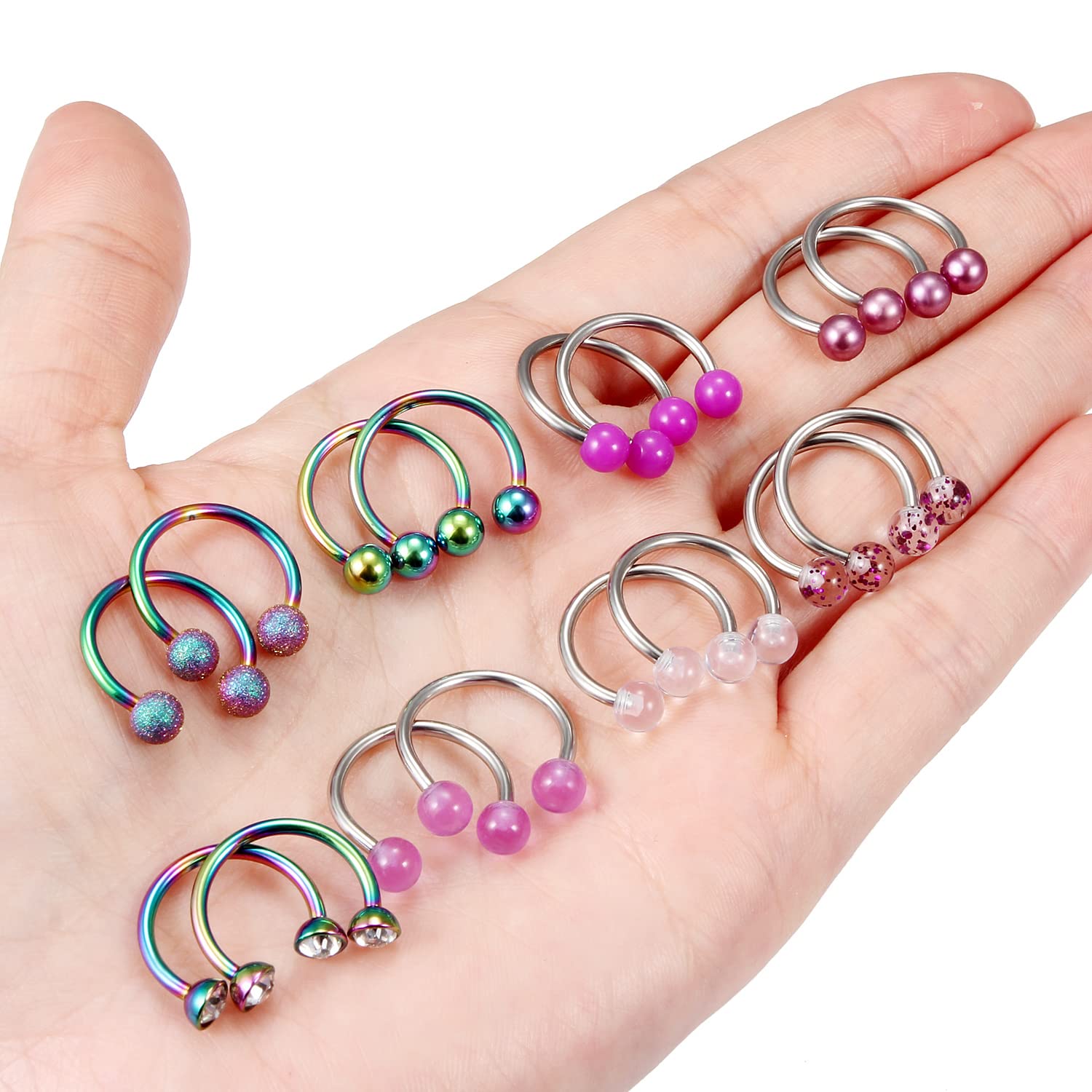 Cisyozi 14G Nipple Piercing Jewelry Nipple Rings for Women Stainless Surgical Steel Horseshoes Nipple Rings Cartilage Lobe Gauges Earring Hoop Set Nipplering Piercing Jewelry Men 14mm (9/16") Purple