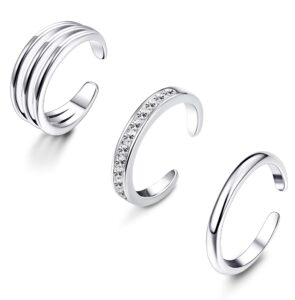 loyallook 925 sterling silver open toe rings set for women simple thin cz tail band ring adjustable