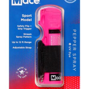 Mace Brand Police Strength OC Pepper Spray (2 Pack, Hot Pink) – 12’ Powerful Pepper Spray for Women with Adjustable Hand Strap & Keychain, Leaves UV Dye on Skin – Mace Spray Self Defense, Made in USA